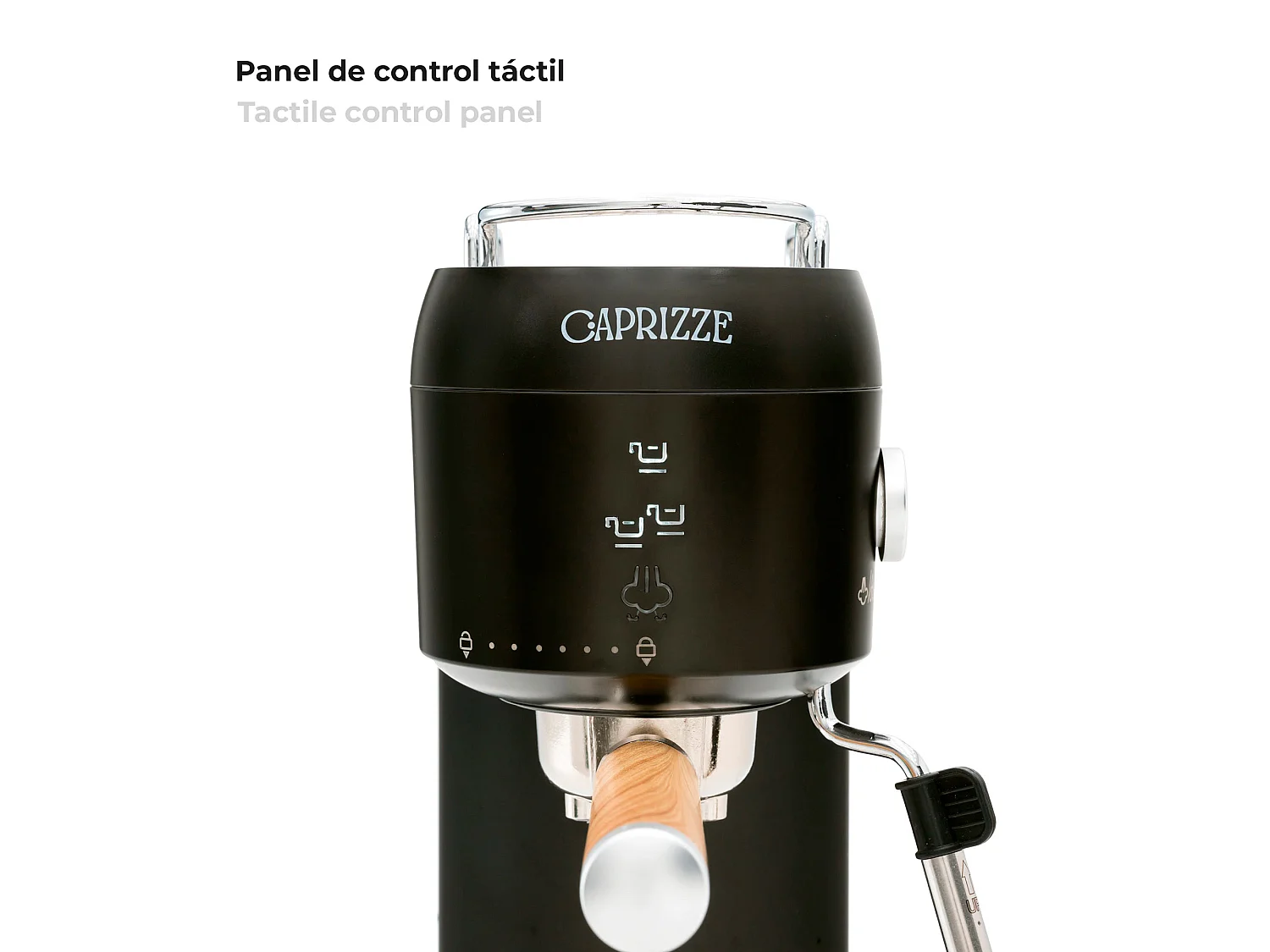 Cafetera Express Semiautomática Caprizze Hikari 1400 W 20 Bares con Vaporizador y Espumador USB incluido Color Negro Mate