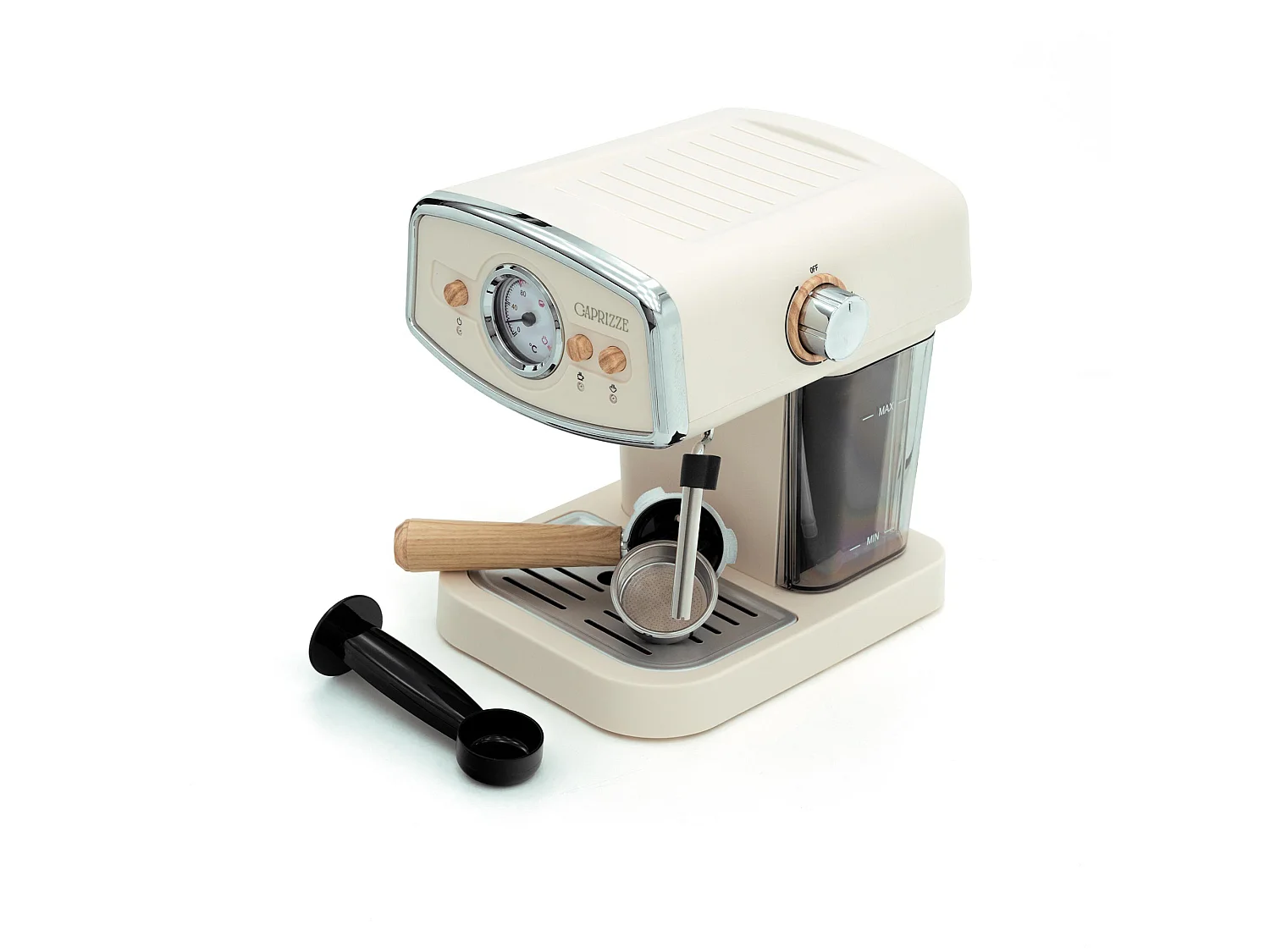 Machine à Café Espresso Caprizze Kai 1050W 15 Bars Semi-automatique Capacité 5 Tasses de Café Vaporisateur Blanc Mat