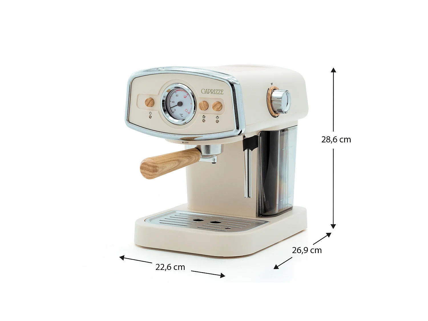 Machine à Café Espresso Caprizze Kai 1050W 15 Bars Semi-automatique Capacité 5 Tasses de Café Vaporisateur Blanc Mat