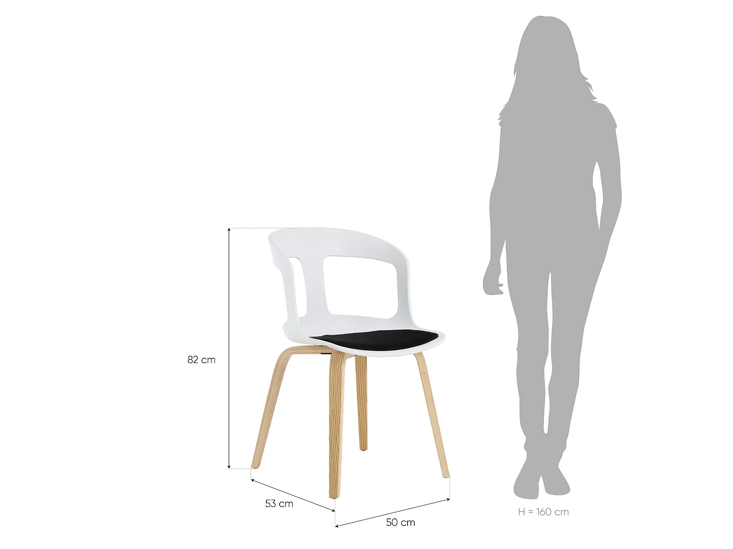 Chaise de Salle à Manger ou de Bureau avec Accoudoirs Pärumm Joritz Blanc 50x53x82 cm