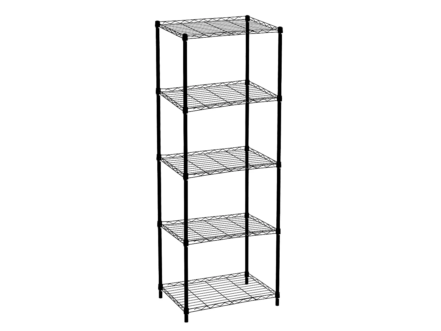 Estantería Metálica con Rejilla CATTERHOUSE Klaus 160 - 57x35x160 cm Estantería de Almacenaje Color Negro con 5 Baldas Soporta hasta 175 kg