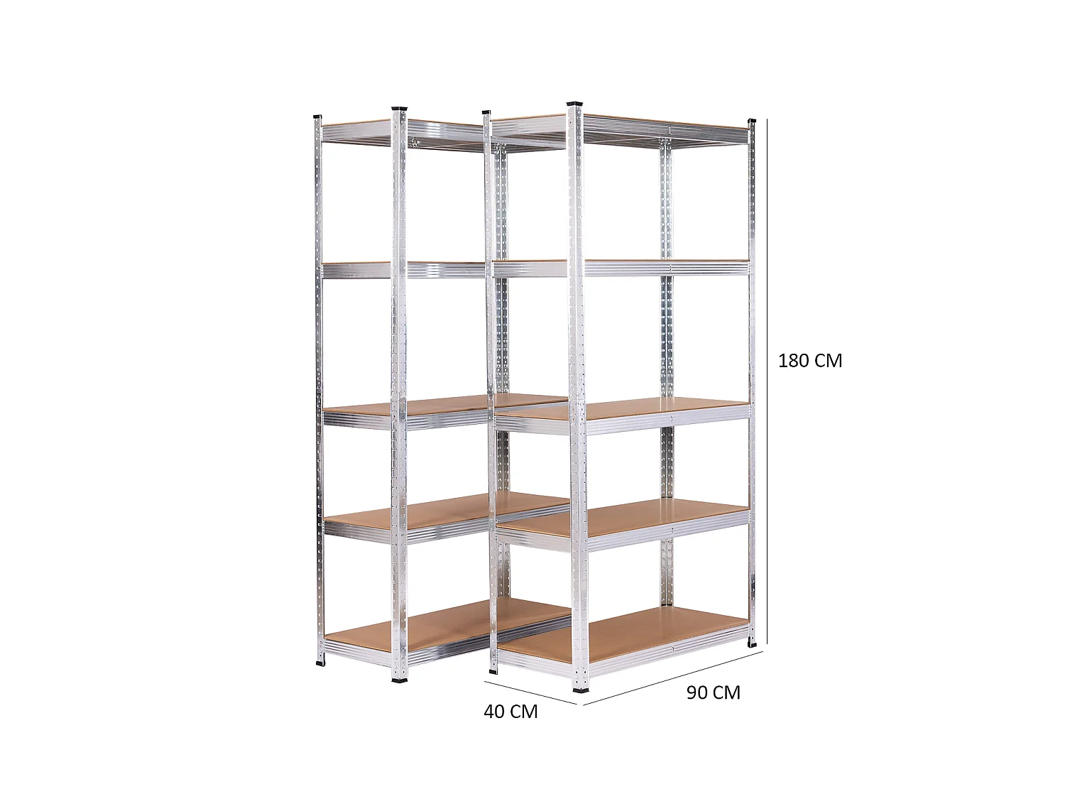 Étagère Réglable de Rangement à 5 Niveaux CATTERHOUSE Max Pro Lot 2 90x40x180 cm Charge Lourde 875 Kg Cadre en Acier