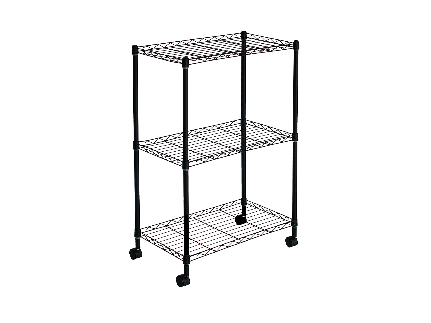 Étagère de Rangement à 3 Niveaux Aéré et Roues CATTERHOUSE Klaus 80 - 56x35x80 cm Charge Lourde 105 Kg Cadre en Acier Noir