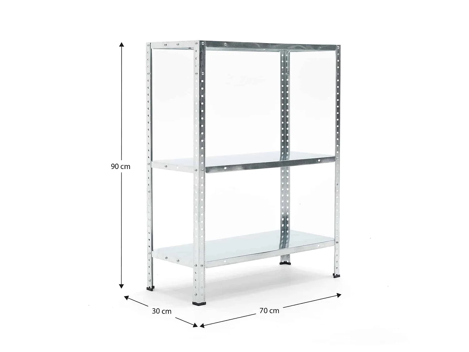 Étagère de Rangement à 3 Niveaux CATTERHOUSE Nils Solid 90 - 70x30x90 cm Charge Lourde 150 Kg Cadre en Acier Galvanisé