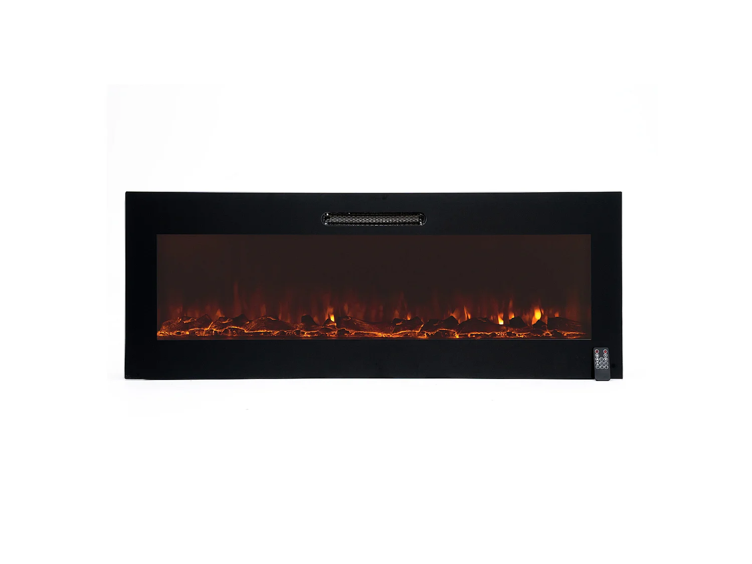 Cheminée Électrique Murale Encastrable 2000W Kekai Oregon 127x16x48 cm Noir avec Simulation de Feu Télécommande pour Intérieur