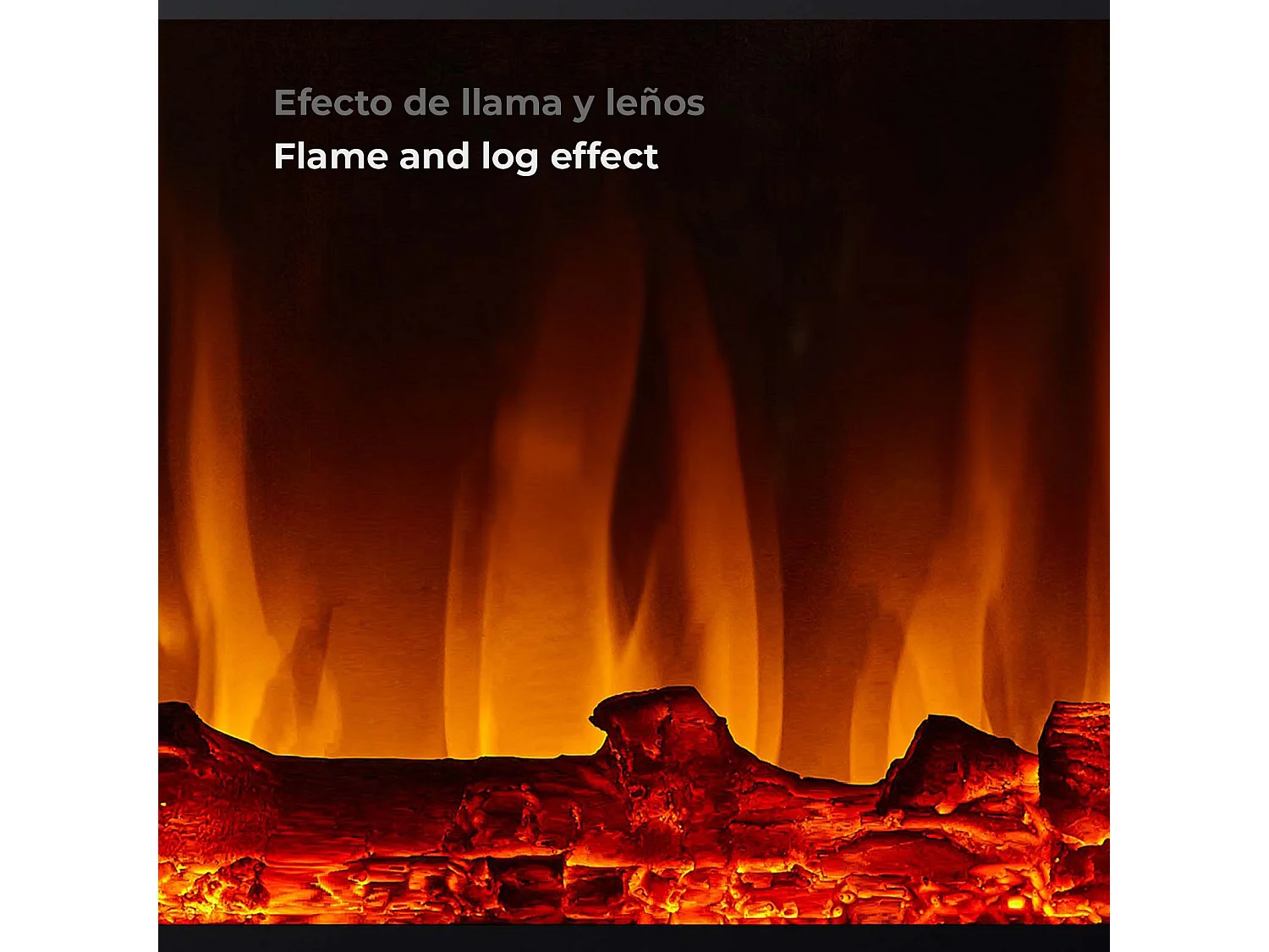 Cheminée Électrique Murale Encastrable 2000W Kekai Oregon 127x16x48 cm Noir avec Simulation de Feu Télécommande pour Intérieur