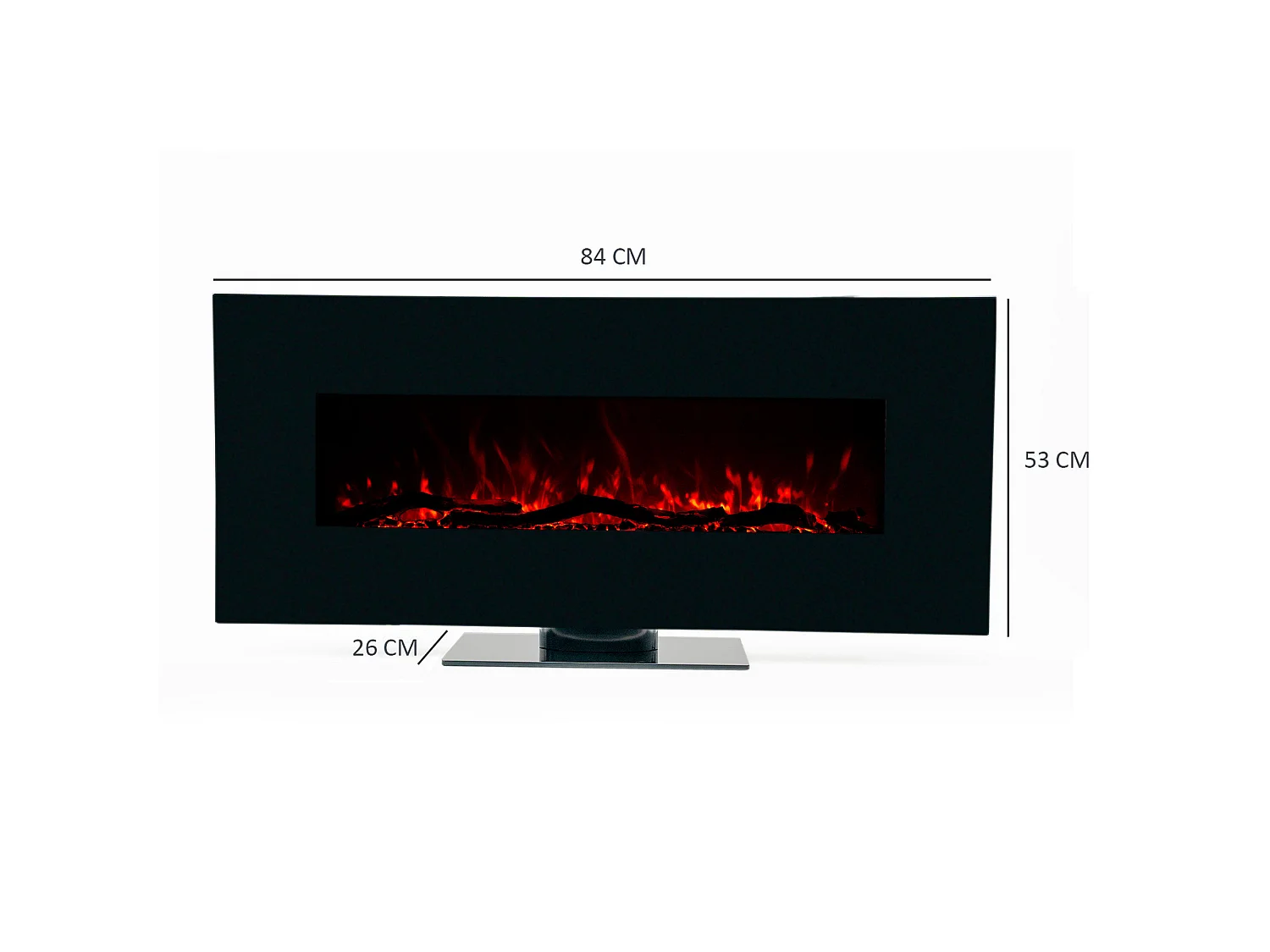 Cheminée Électrique Murale 1600W Kekai Minesota 84x26x53cm Noir Simulation de Feu Télécommande Intérieur