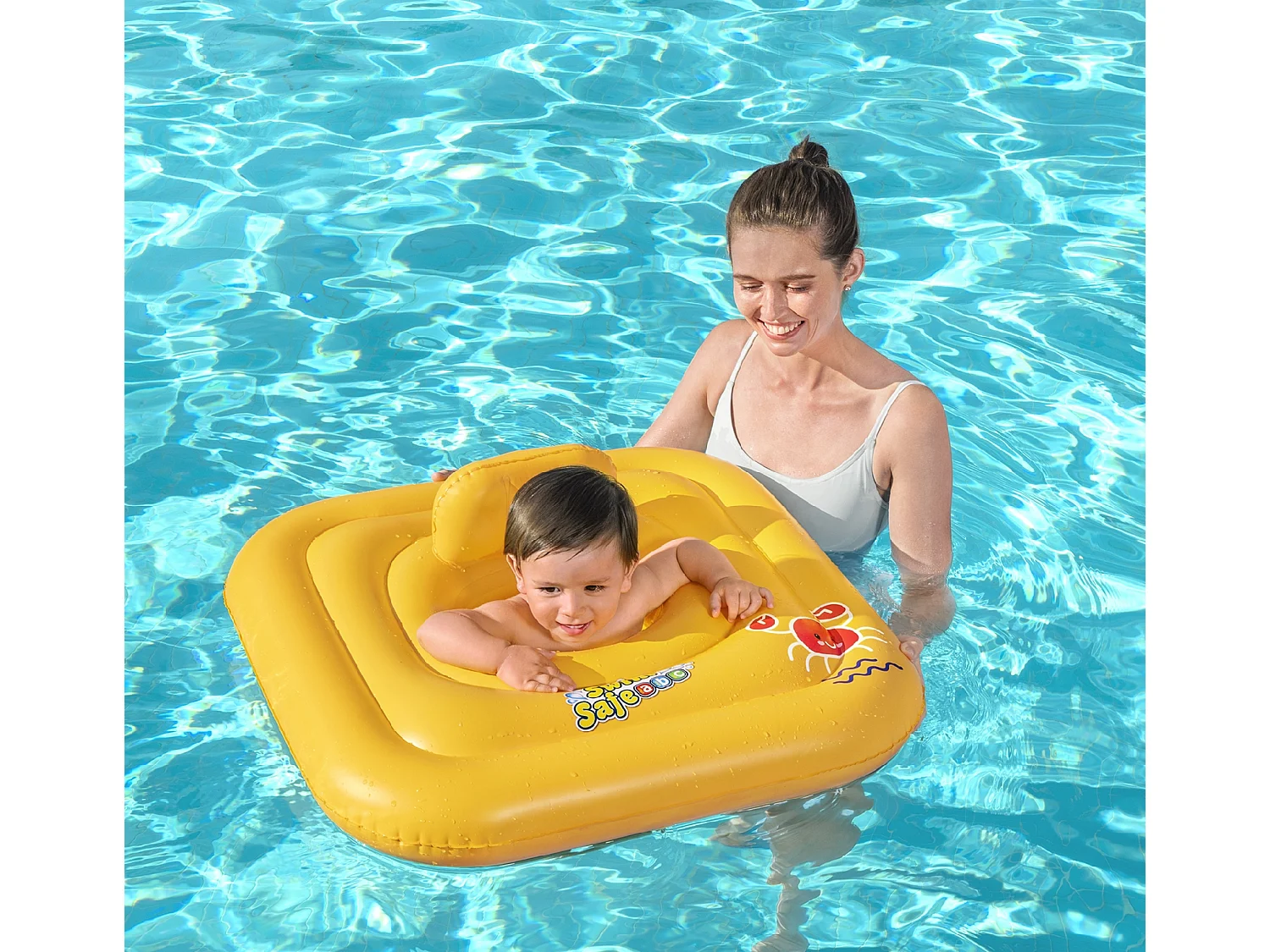 Bouée Gonflable pour Bébés de 1 à 2 ans Bestway Swin Safe 72x24 cm avec Siège Inclus Couleur Jaune