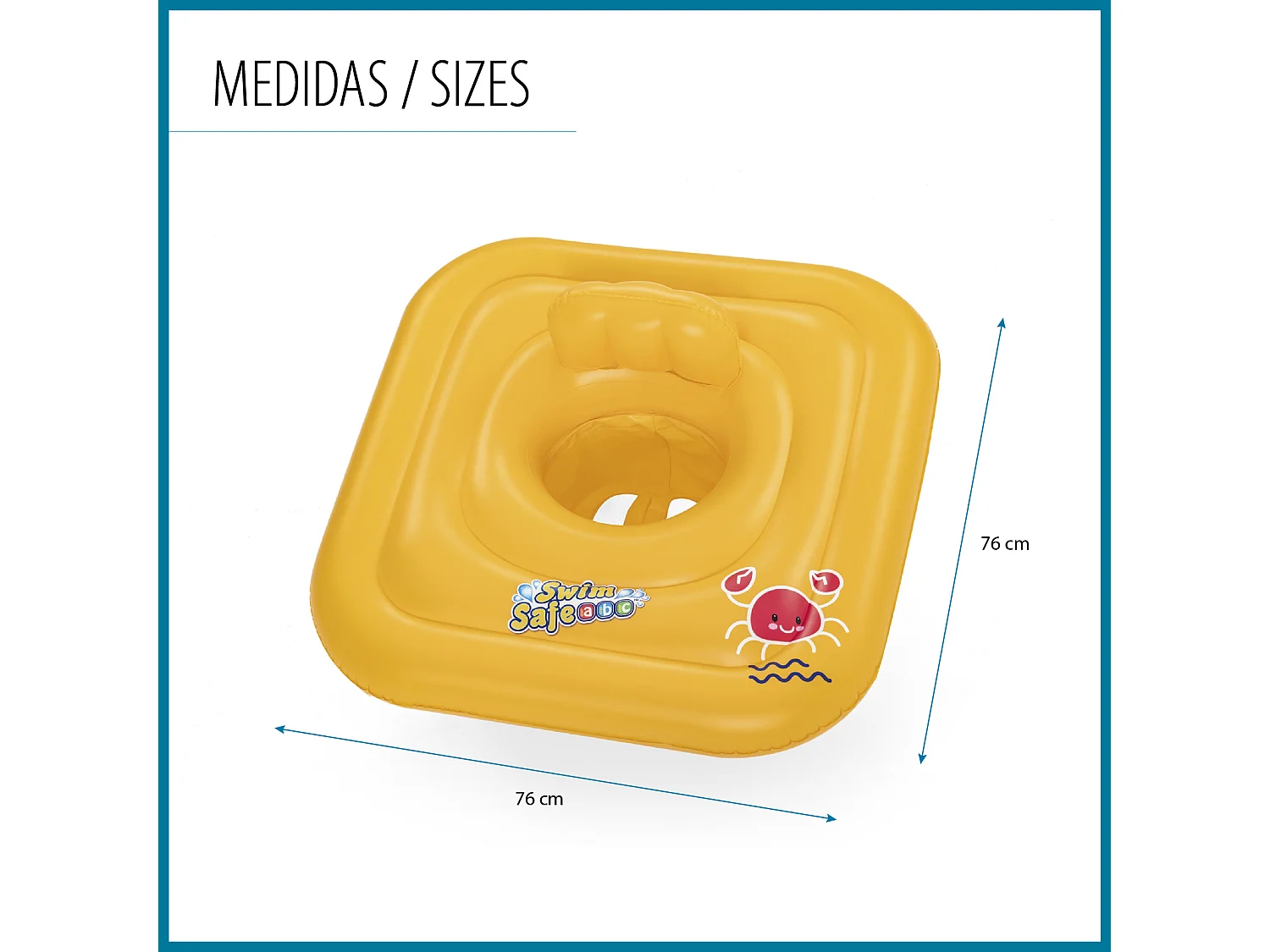 Bouée Gonflable pour Bébés de 1 à 2 ans Bestway Swin Safe 72x24 cm avec Siège Inclus Couleur Jaune