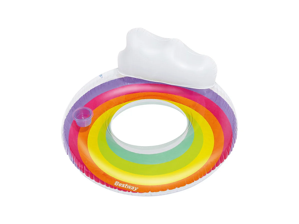 Bouée Gonflable pour Plage ou Piscine Bestway Rainbow Dreams Swin Tube 105x33 cm avec Porte-Verres Multicolore