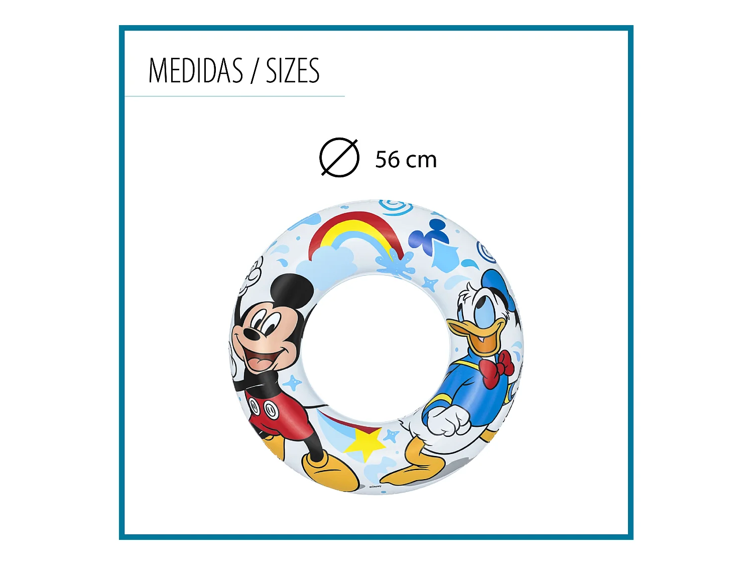 Flotador Hinchable para Niños de 3 a 6 años Bestway 48 cm Diseño de Mickey Mousse Doble Cámara de Aire