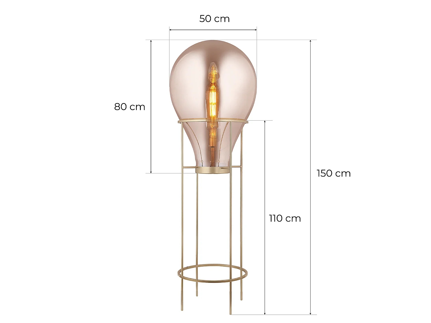 Lámpara de Pie Lumineca Hatann L 50x158 cm Ámbar