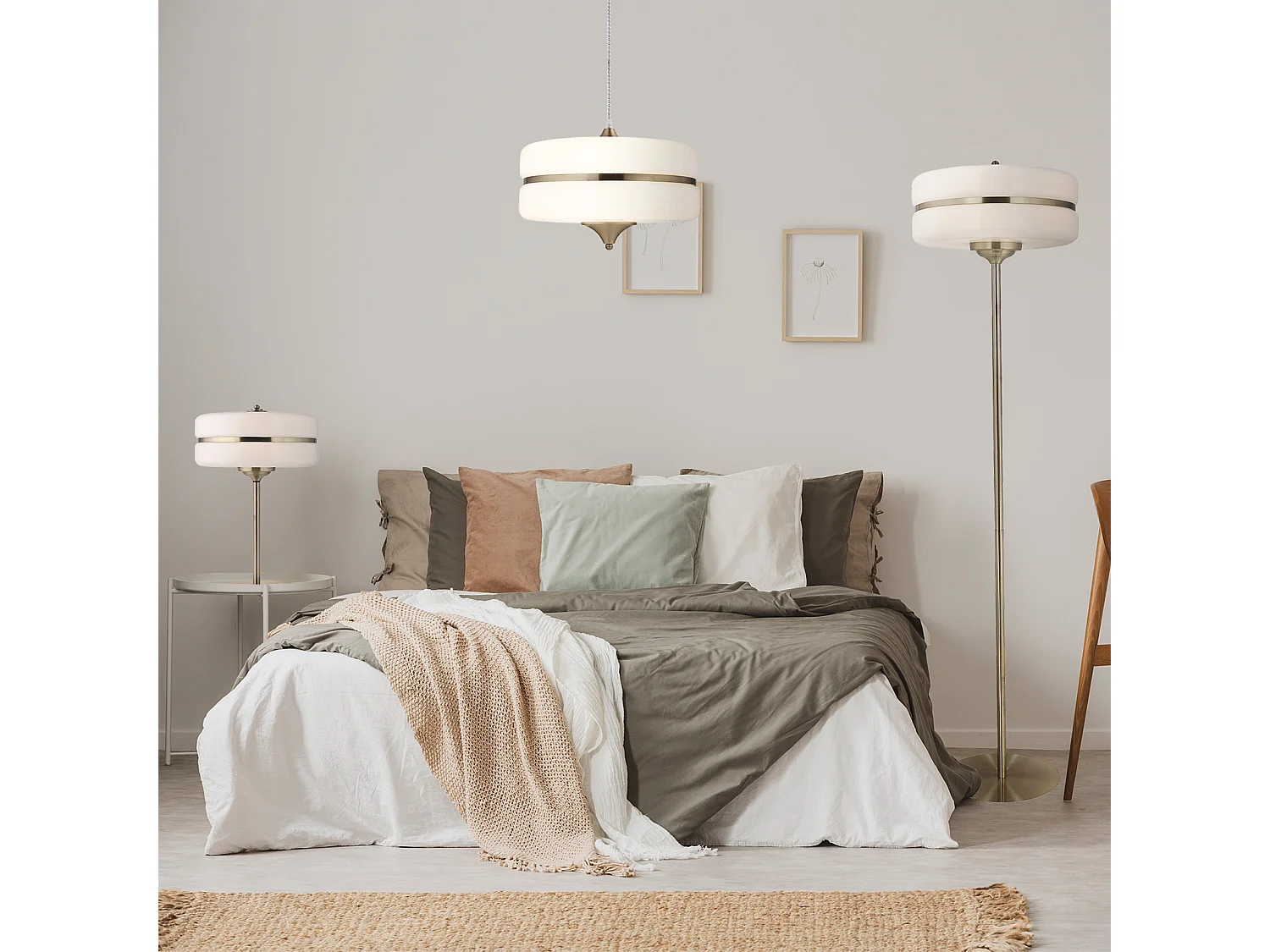 Lámpara de Pie Lumineca Sarod 40x156 cm Blanco y Dorado