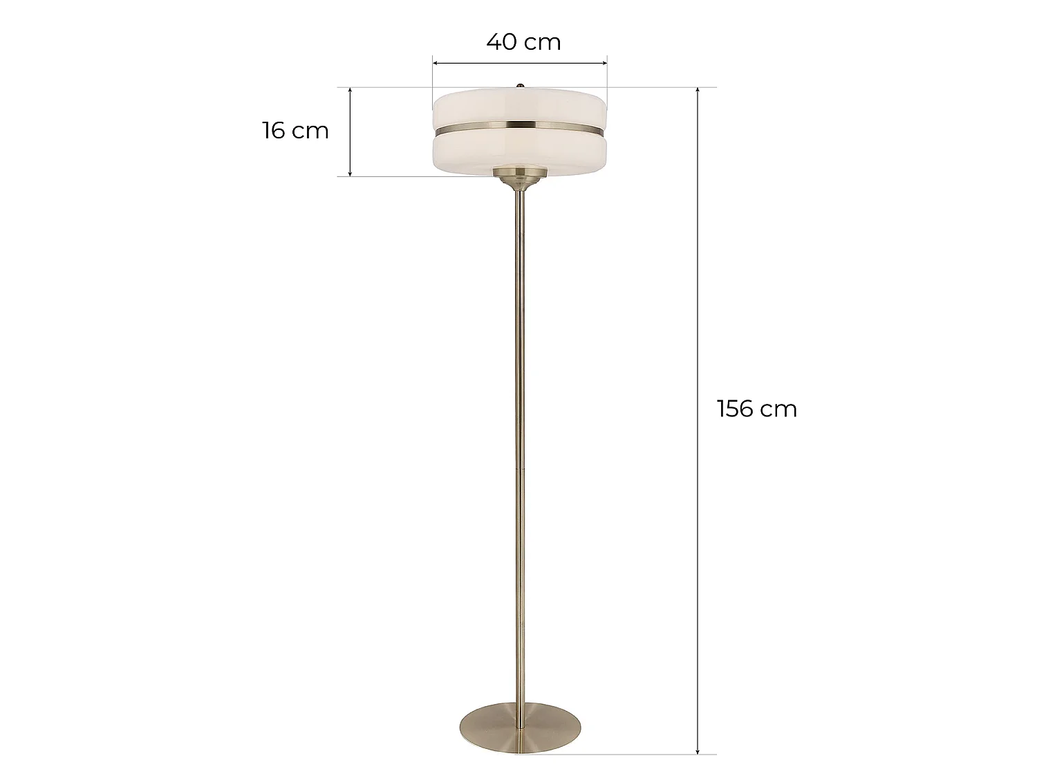 Lámpara de Pie Lumineca Sarod 40x156 cm Blanco y Dorado