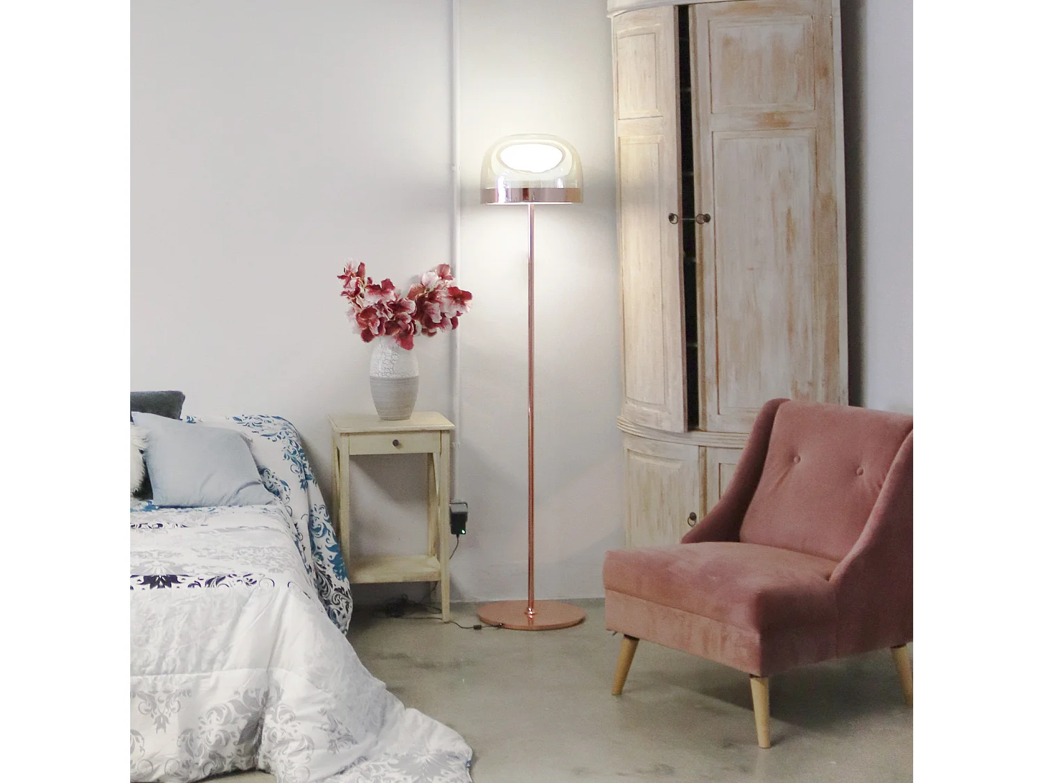 Lampadaire Raychel Or Rose Ø36x175 cm