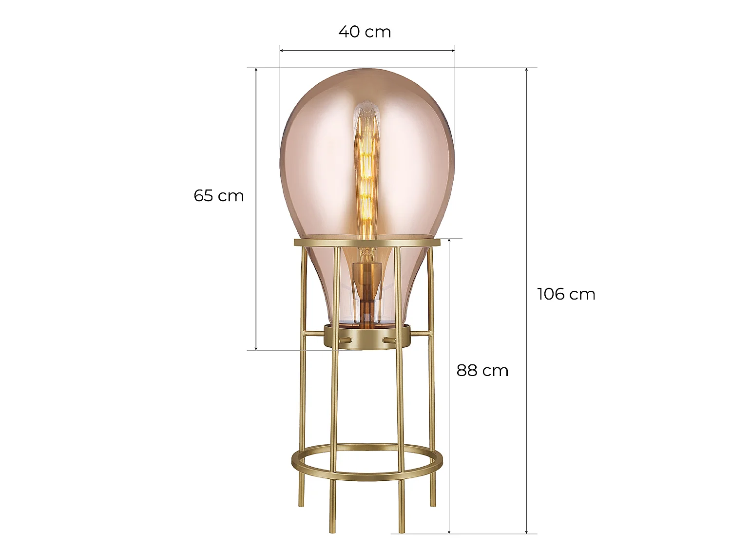 Lampadaire Hatann Ambre M Ø40x108 cm