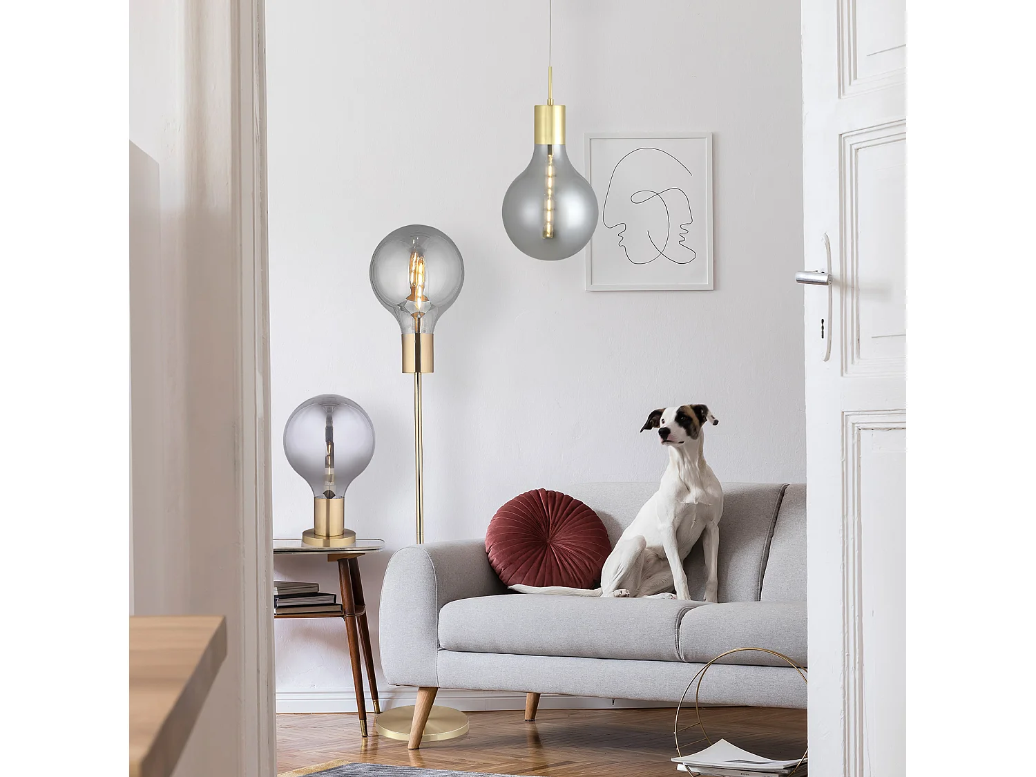 Lámpara de Pie Lumineca Laugo 30x160 cm Smoky