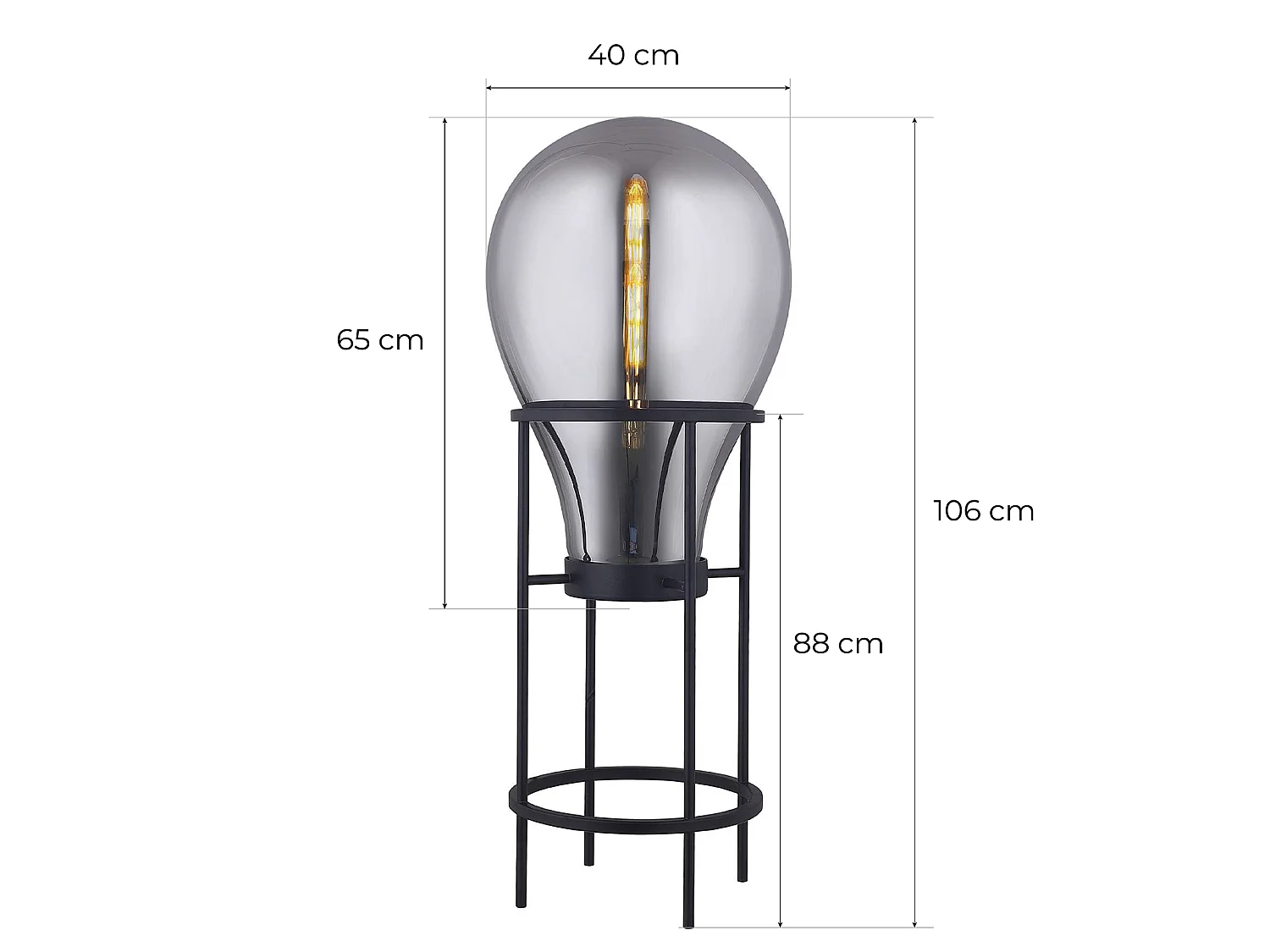 Lámpara de Pie Lumineca Hatann 40 x 108 cm M Smoky