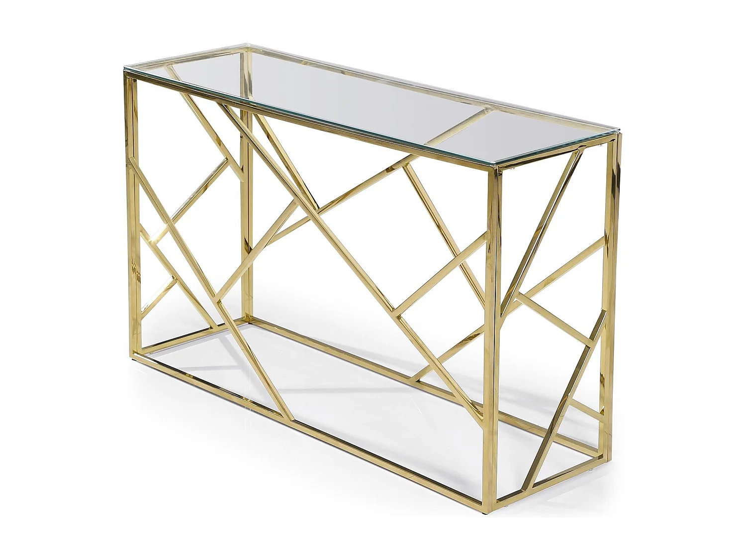 Console Design en Verre & Métal "Linea" 120cm Or