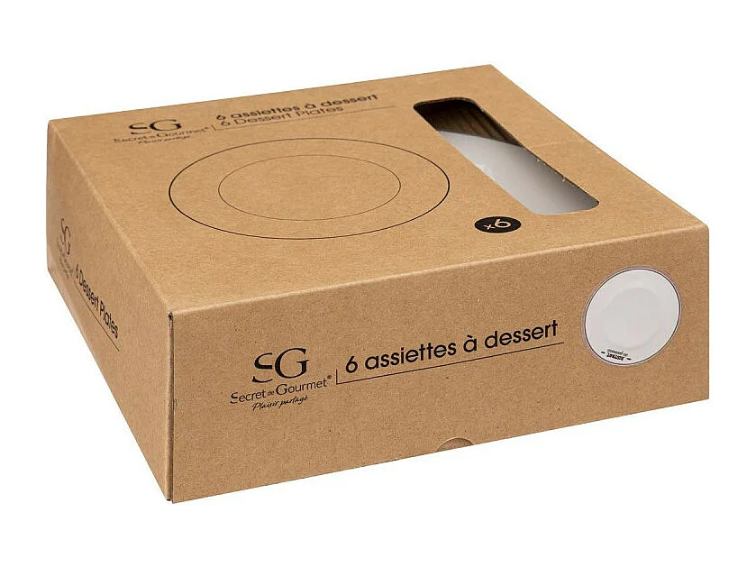 Lot de 6 Assiettes à Dessert "Bistrot" 20cm Blanc