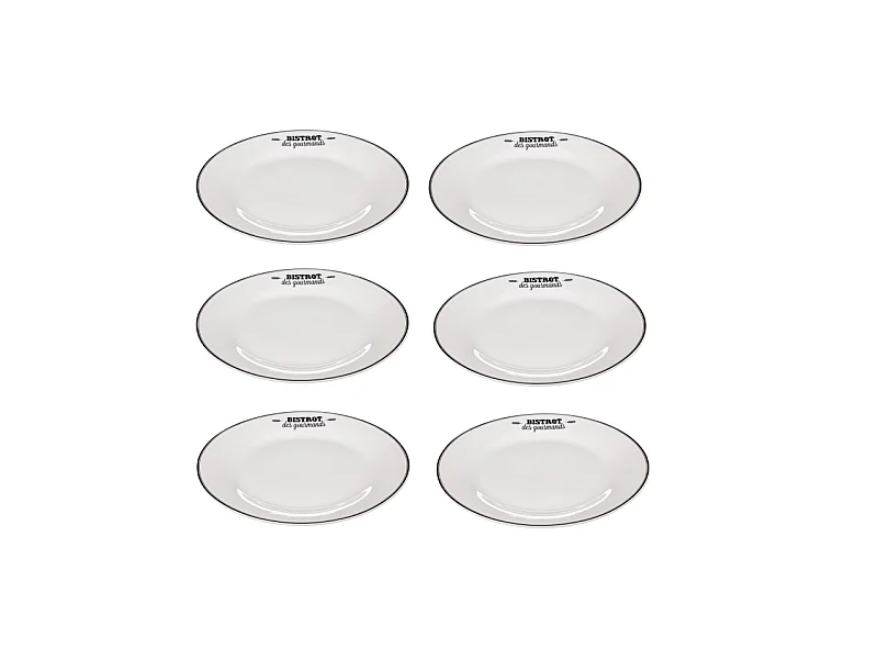 Lot de 6 Assiettes à Dessert "Bistrot" 20cm Blanc