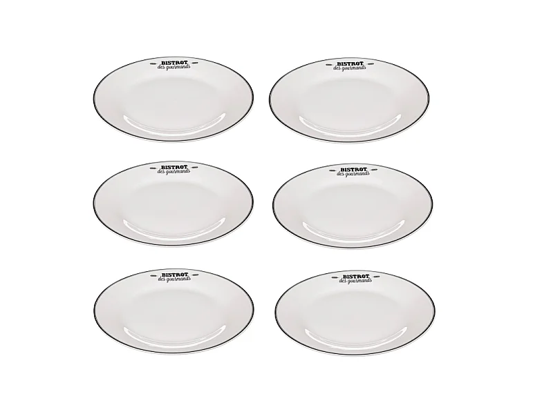 Lot de 6 Assiettes à Dessert "Bistrot" 20cm Blanc