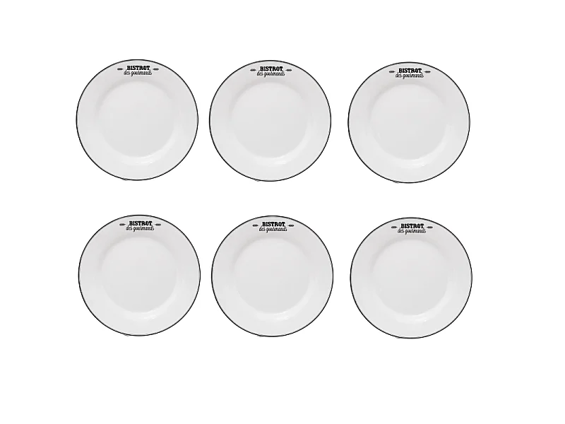 Lot de 6 Assiettes Plates "Bistrot" 26cm Blanc
