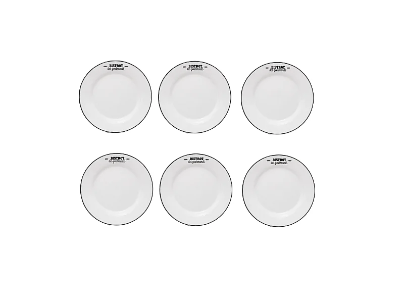 Lot de 6 Assiettes Plates "Bistrot" 26cm Blanc