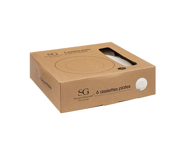 Lot de 6 Assiettes Plates "Bistrot" 26cm Blanc