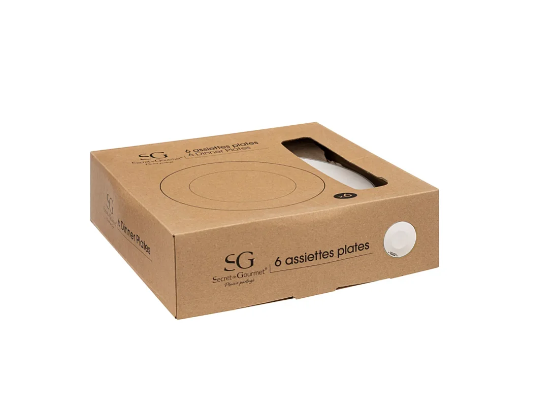 Lot de 6 Assiettes Plates "Bistrot" 26cm Blanc