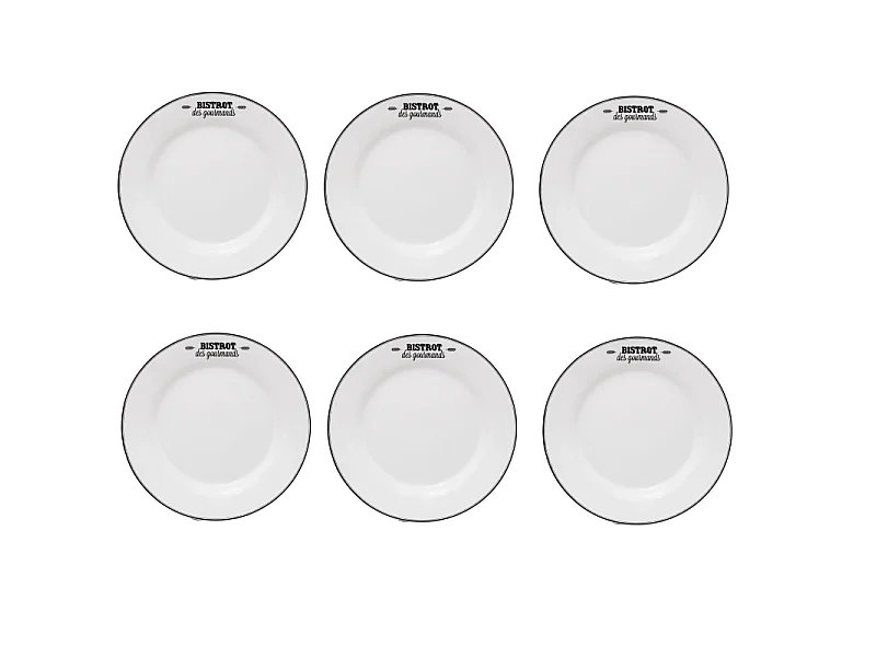 Lot de 6 Assiettes Plates "Bistrot" 26cm Blanc