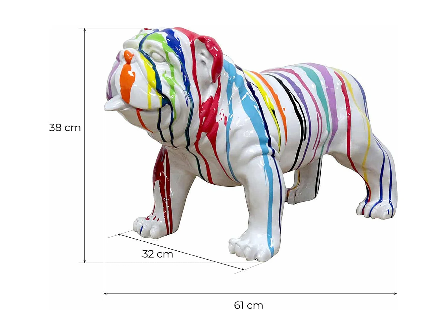 Statuette Silhouette Décorative Chien Bulldog Taille M Kuatéh Thor en Polyrésine 61x32x38 cm Multicolore