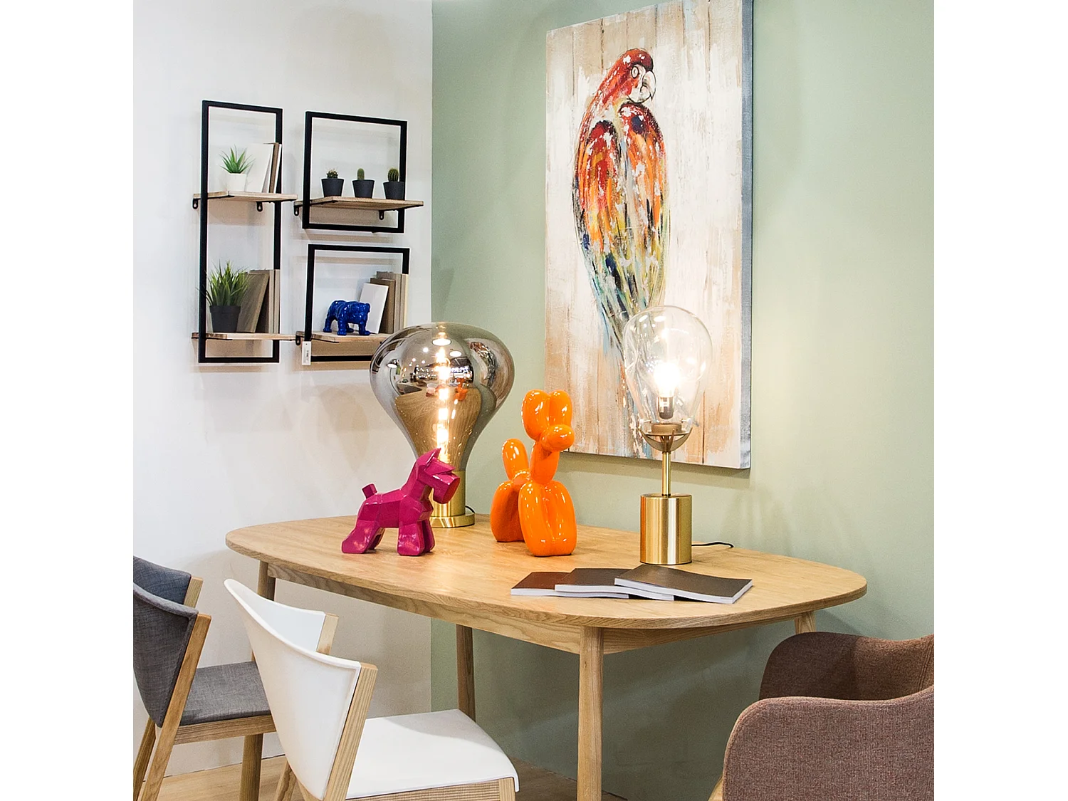 Figura Decorativa Perro Globo Kuatéh de Poliresina 41x41x13 cm Naranja