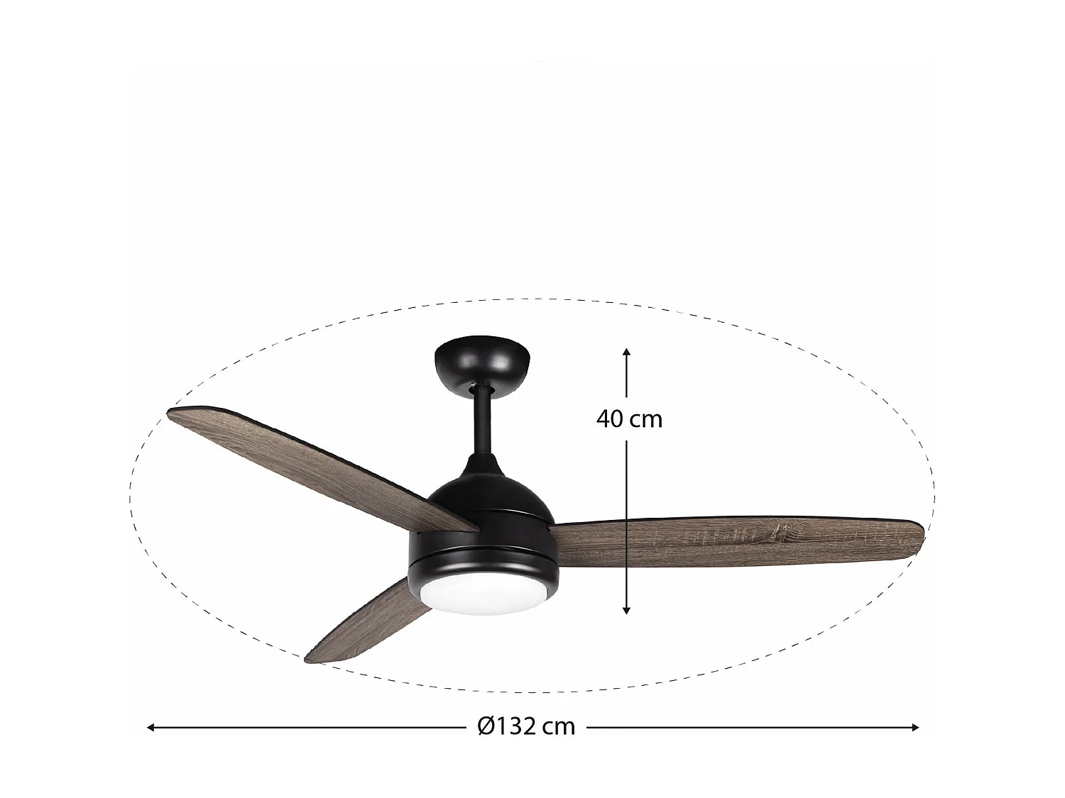 Ventilatore da Soffitto Kekai Siroco Nero DC 132x40cm 55W con Pale in Legno, Luce Regolabile, Timer e Applicazione Smart