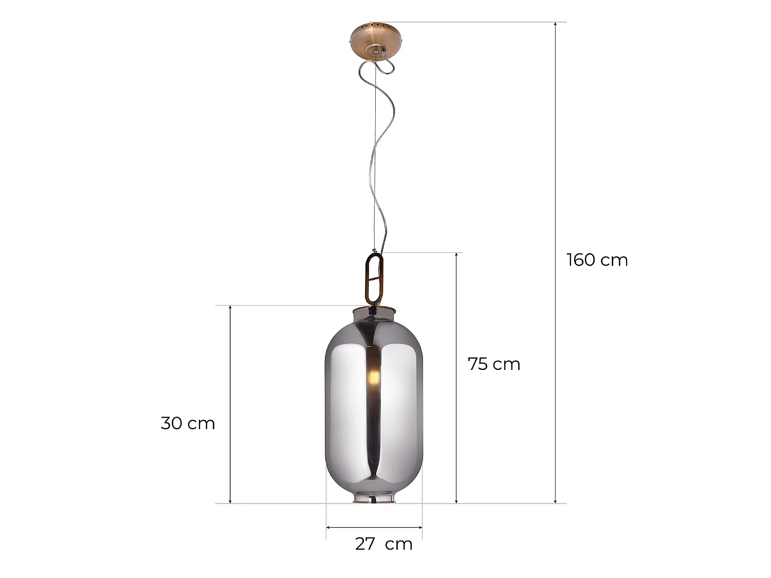 Lampe Suspension Grise Gylus Ø27x75 cm