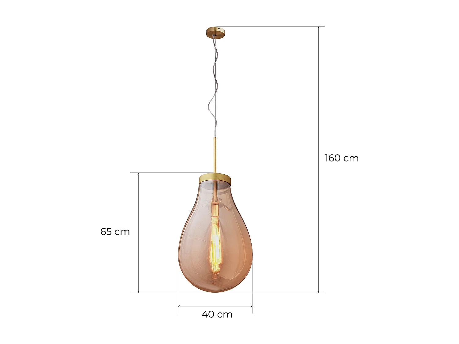 Lampe Suspension Hatann Ambre M Ø40x65 cm