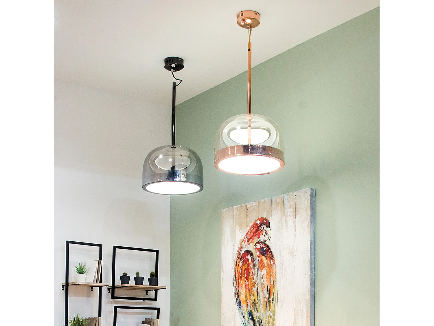 Lampe Suspension Lumineca Raychel Ø36x24 cm Perle Noire