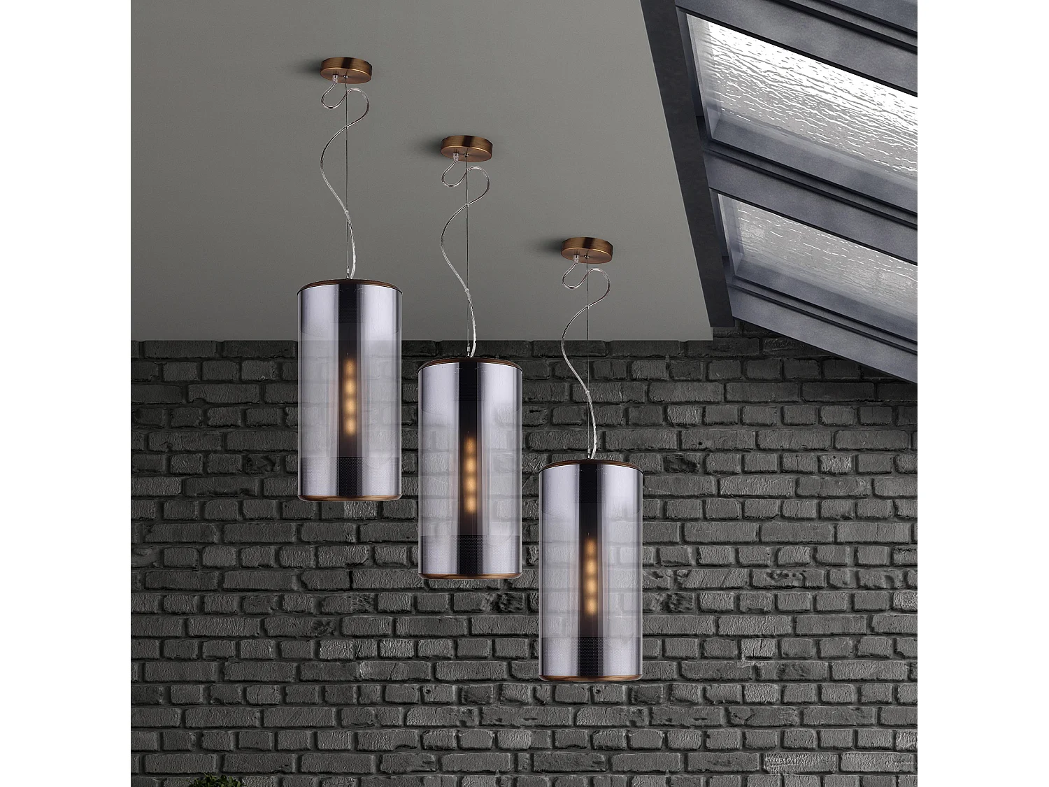 Lampadario a Sospensione Lumineca Geminic 20x40 cm Grigio