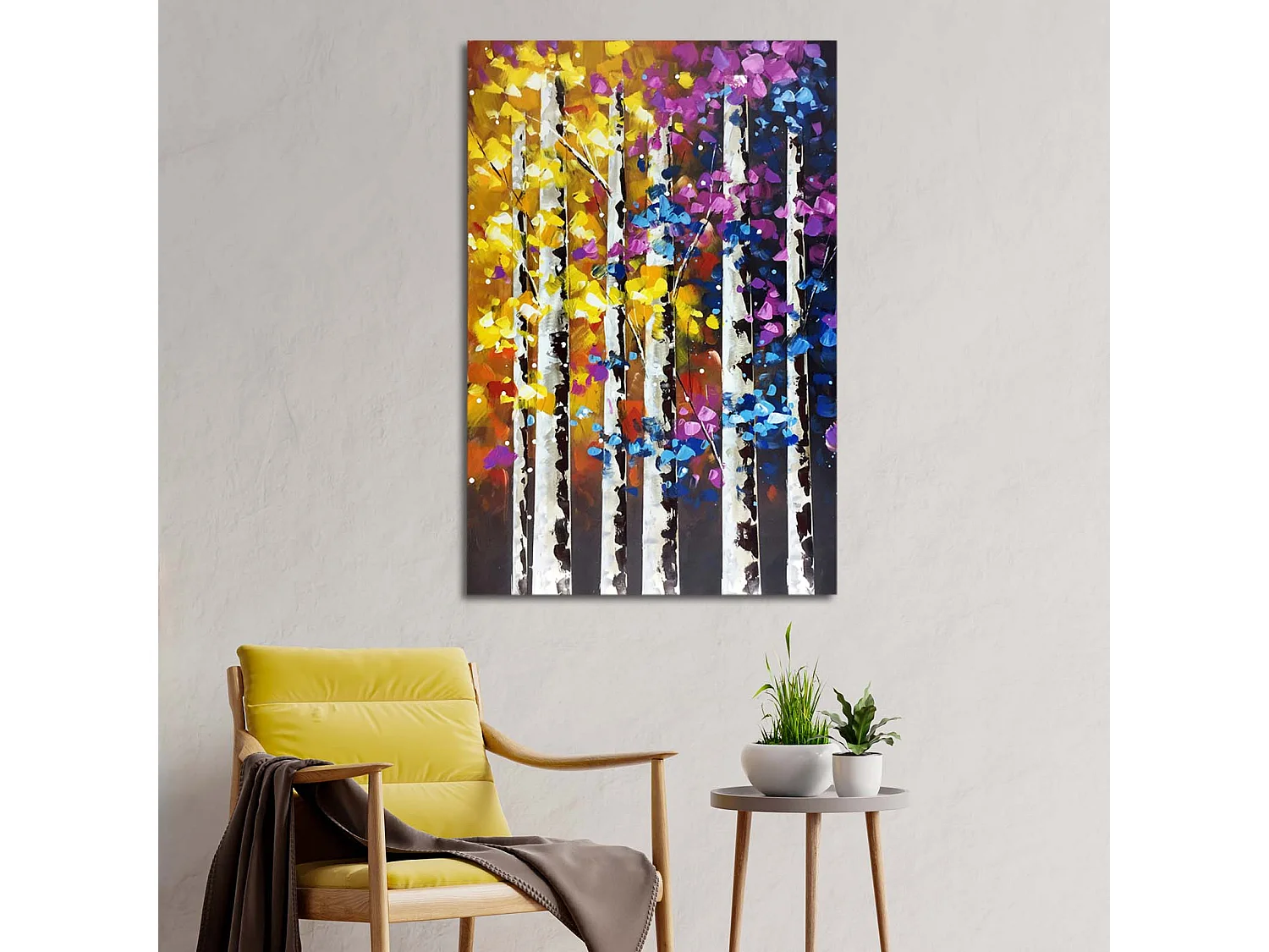 Cuadro Abstracto Kuatéh Paisaje Nocturno con Árboles 80 x 120 cm Óleo sobre Lienzo