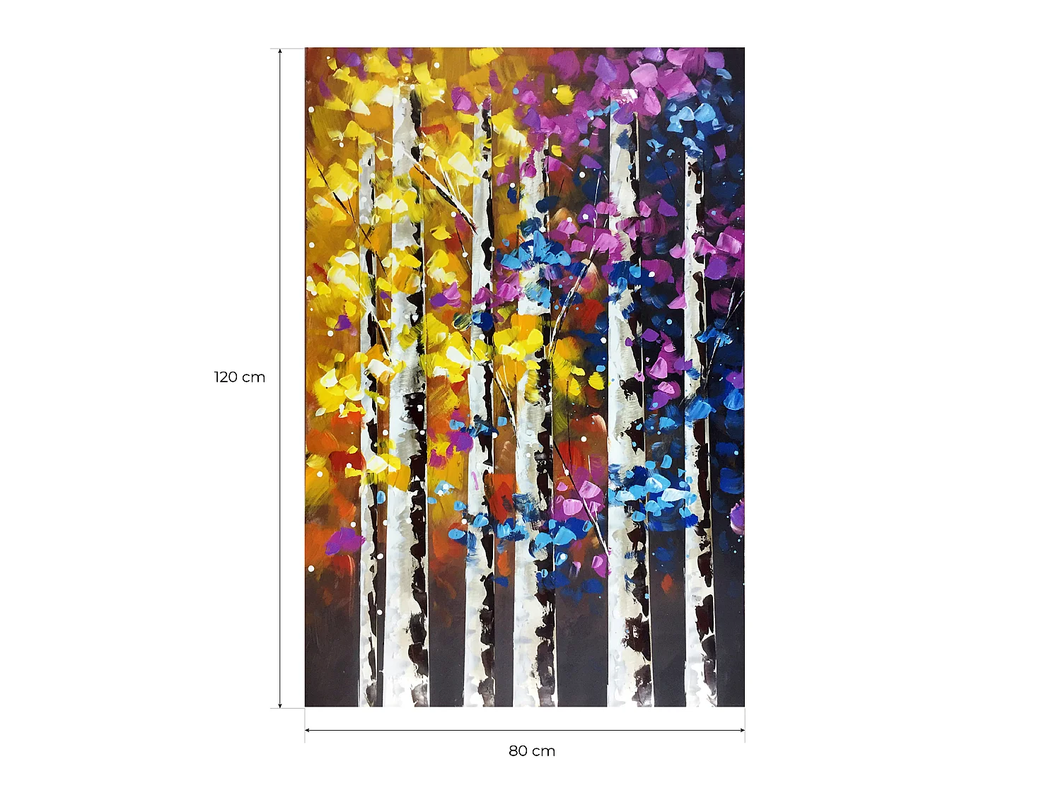 Cuadro Abstracto Kuatéh Paisaje Nocturno con Árboles 80 x 120 cm Óleo sobre Lienzo