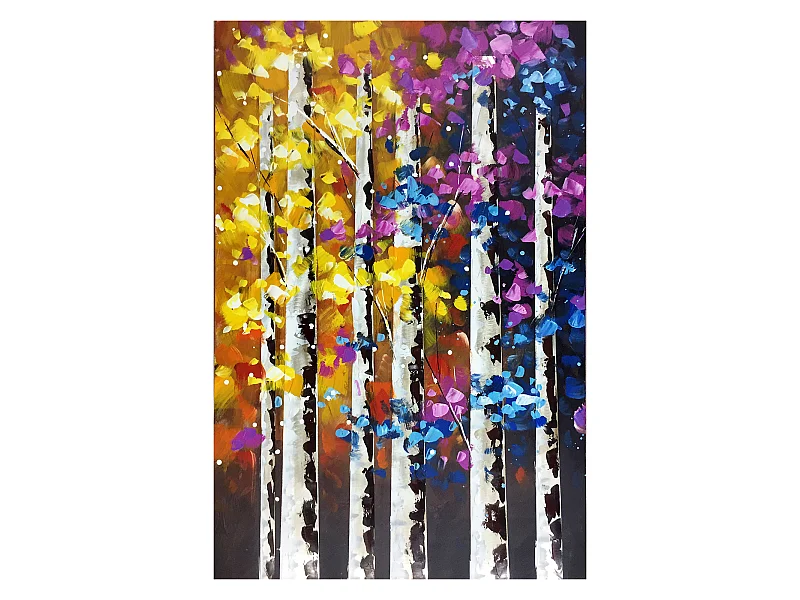 Cuadro Abstracto Kuatéh Paisaje Nocturno con Árboles 80 x 120 cm Óleo sobre Lienzo