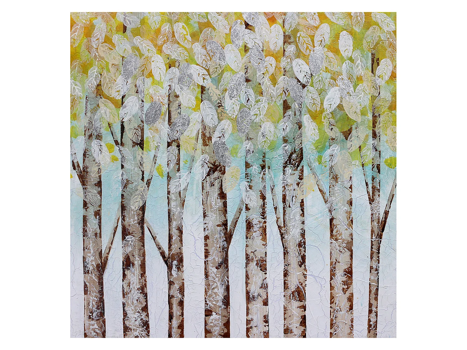 Cuadro Abstracto Kuatéh 100 x 100 cm Hojas y Bosque Óleo sobre Lienzo