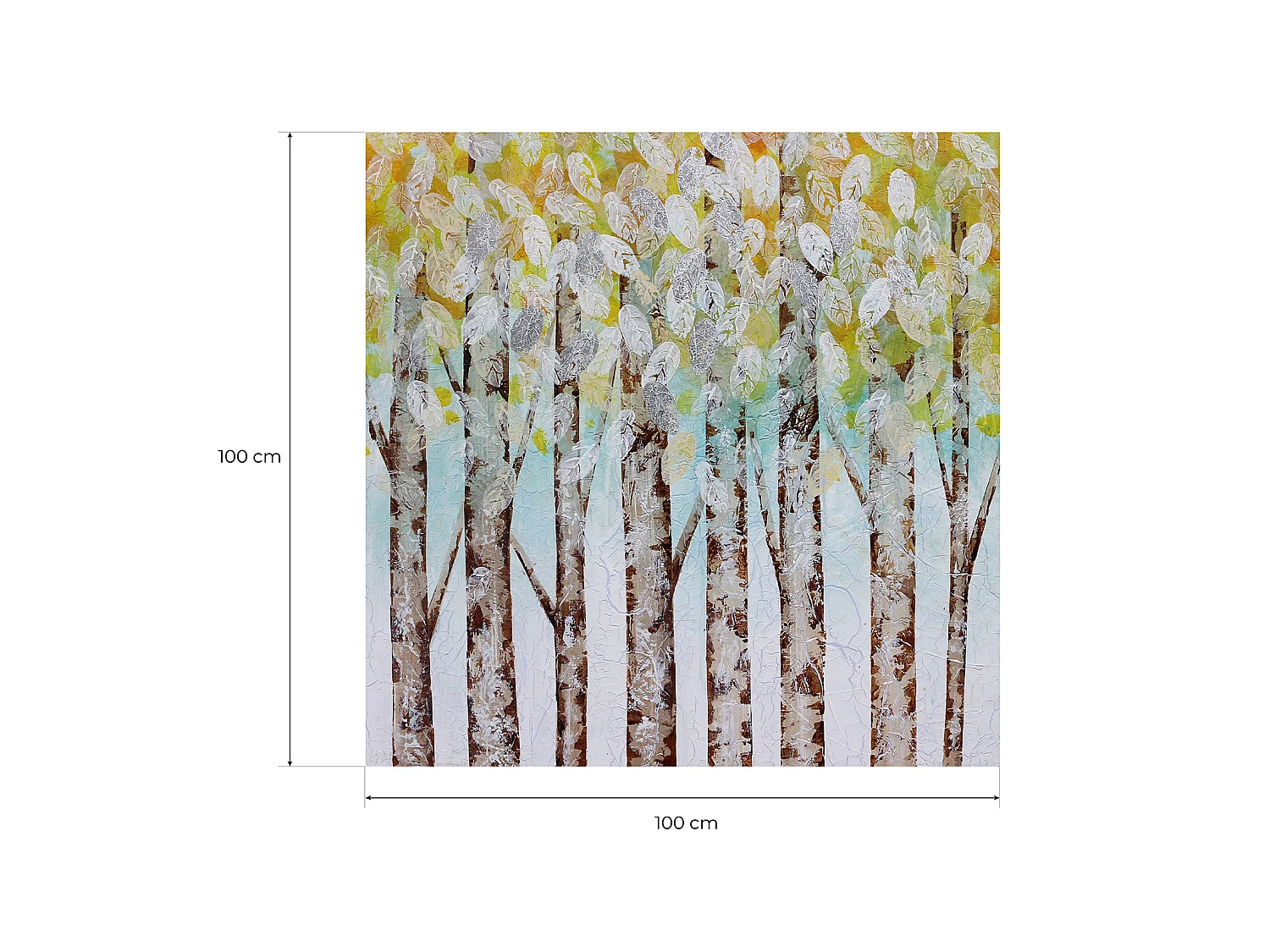 Cuadro Abstracto Kuatéh 100 x 100 cm Hojas y Bosque Óleo sobre Lienzo