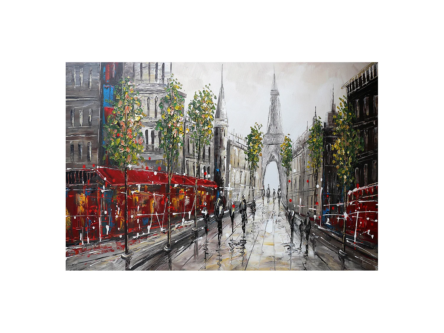 Tableau Peinture Abstraite Kuatéh Paysage de Paris 120x80 cm Huile sur Toile