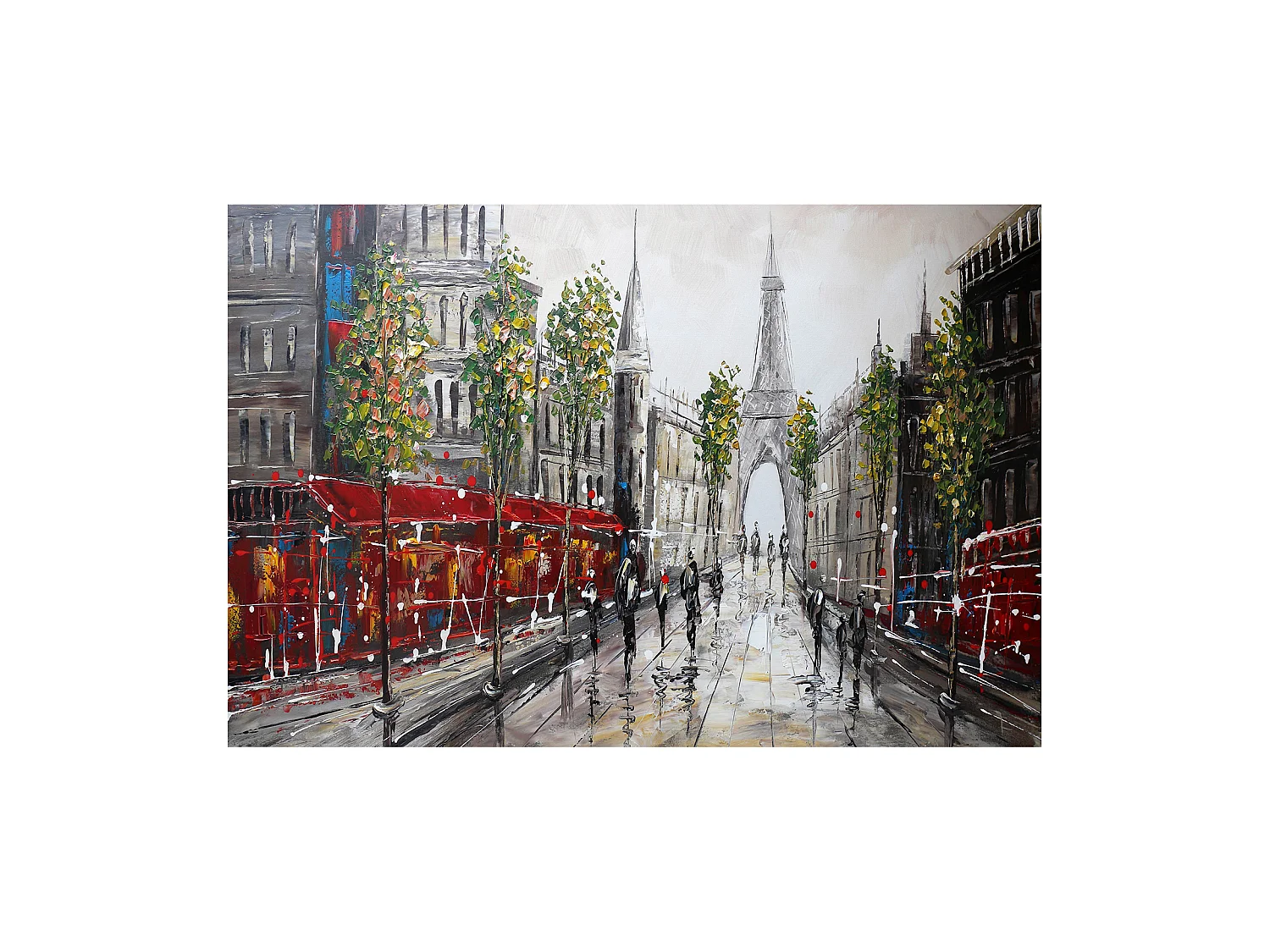 Tableau Peinture Abstraite Kuatéh Paysage de Paris 120x80 cm Huile sur Toile