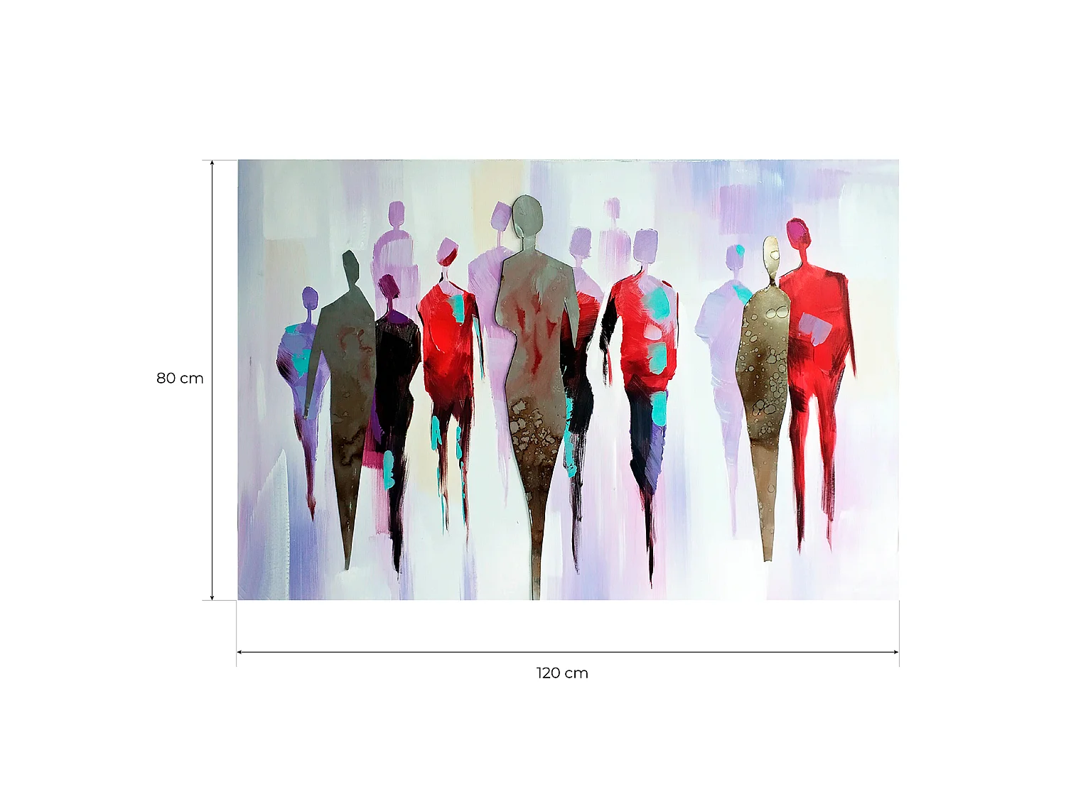 Cuadro Abstracto Kuatéh 120 x 80 cm Caminantes Óleo sobre Lienzo en Aluminio