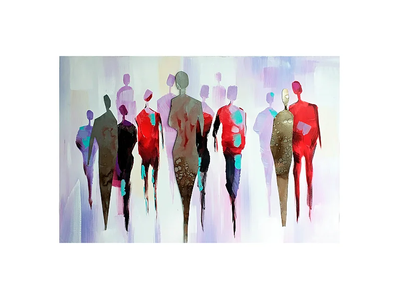 Cuadro Abstracto Kuatéh 120 x 80 cm Caminantes Óleo sobre Lienzo en Aluminio