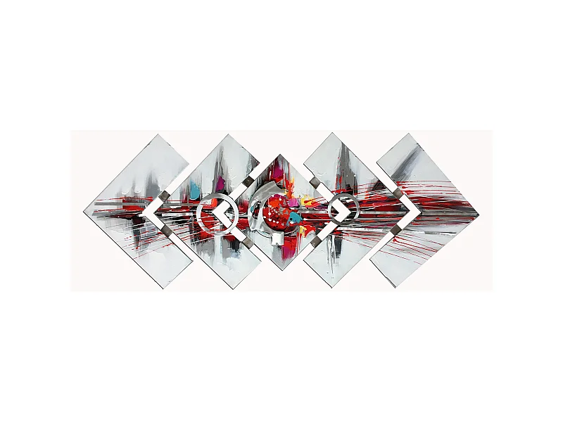 Composition Tableaux Peintures Abstraites Kuatéh 145x57 cm Collage 3D avec Aluminium