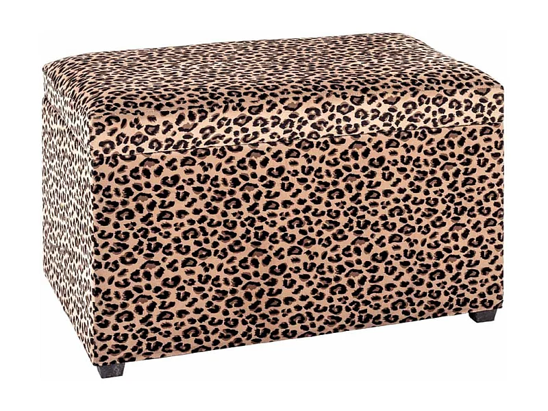 Coffre de Rangement "Motif Léopard" 65cm Marron