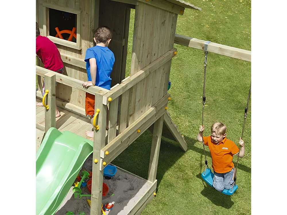 Gefärbter Schaukelsitz für Kinder mit Hanfseilen (türkisblau)